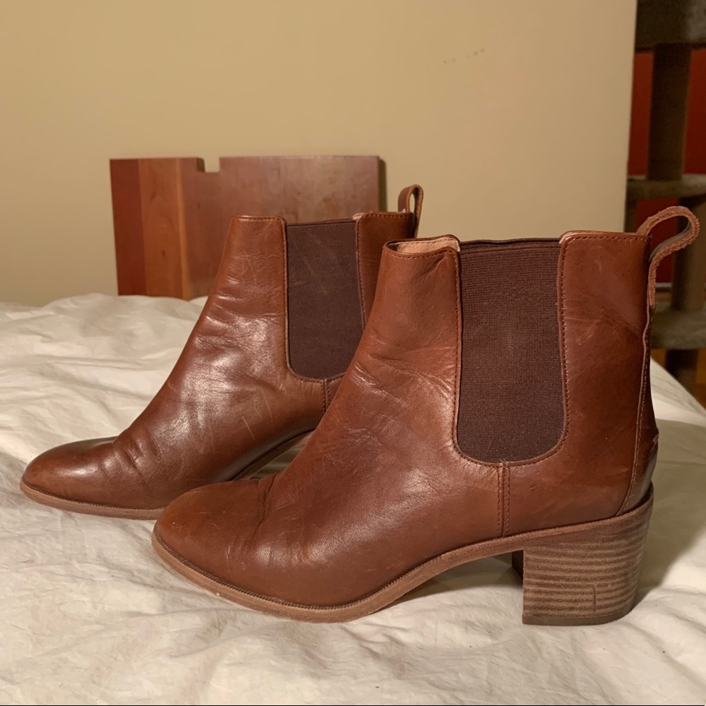 Madewell Brown Leather Chelsea Ankle Boots